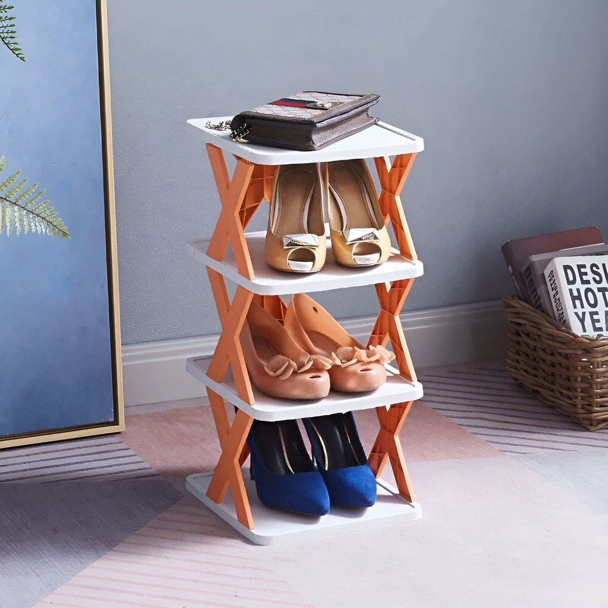 Foldable Stackable Shoe Rack – Multi-Pair Shoe Organizer for Small Spaces