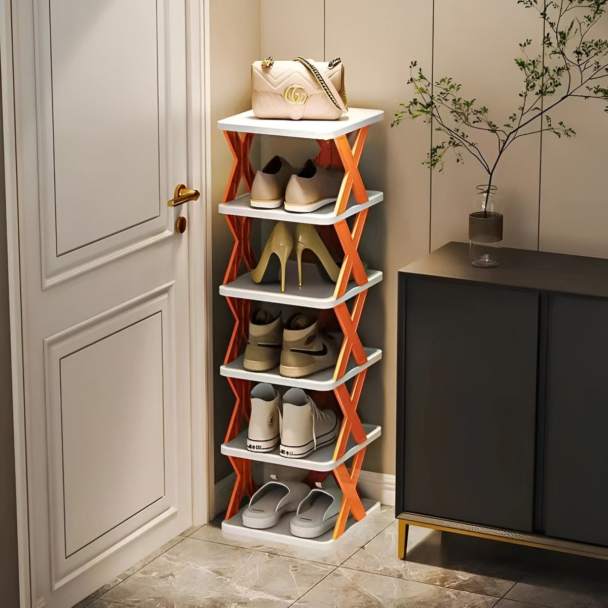 Foldable Stackable Shoe Rack – Multi-Pair Shoe Organizer for Small Spaces