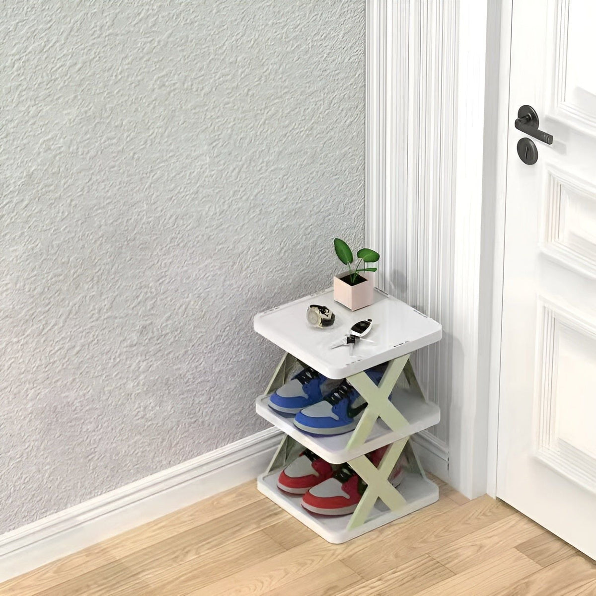 Foldable Stackable Shoe Rack – Multi-Pair Shoe Organizer for Small Spaces