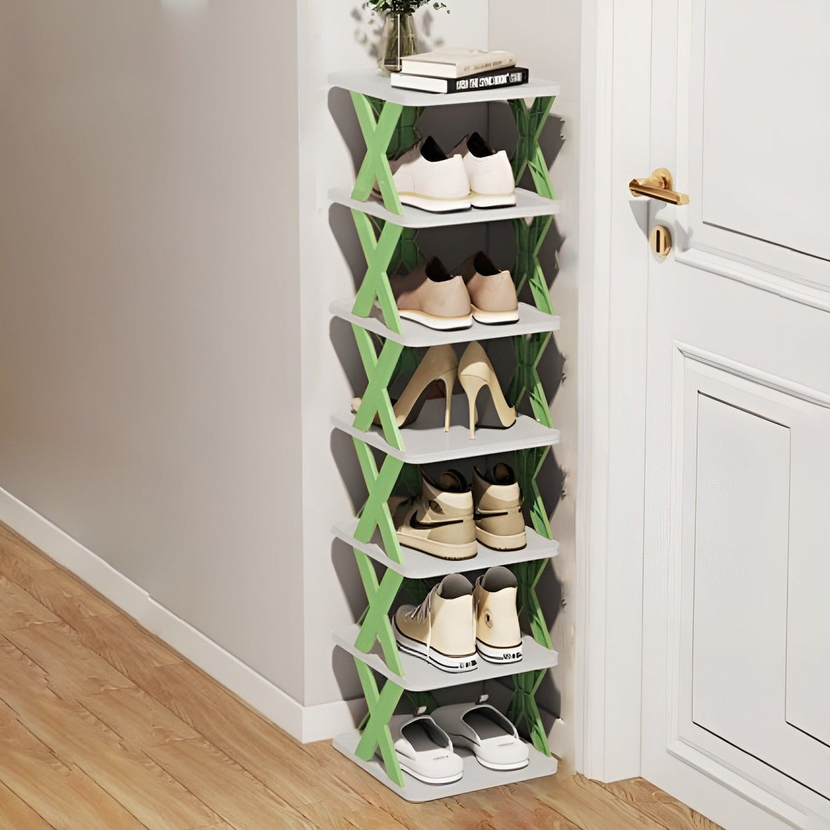 Foldable Stackable Shoe Rack – Multi-Pair Shoe Organizer for Small Spaces