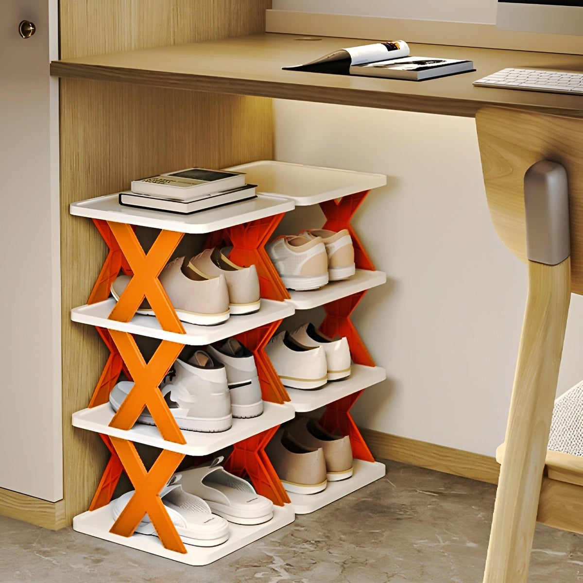 Foldable Stackable Shoe Rack – Multi-Pair Shoe Organizer for Small Spaces