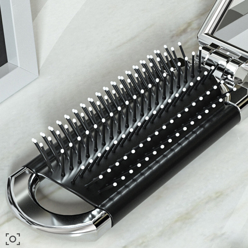 Foldable Travel Hair Brush with Mirror – Compact Styling Brush on the Go
