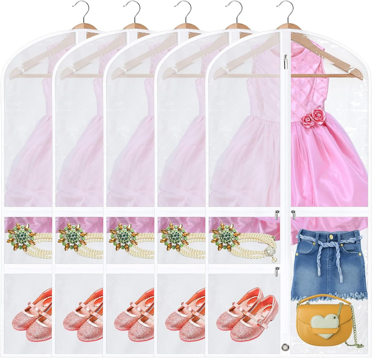 Foldable Unisex Dance Garment Bags with Zipper Pockets - Set of 5