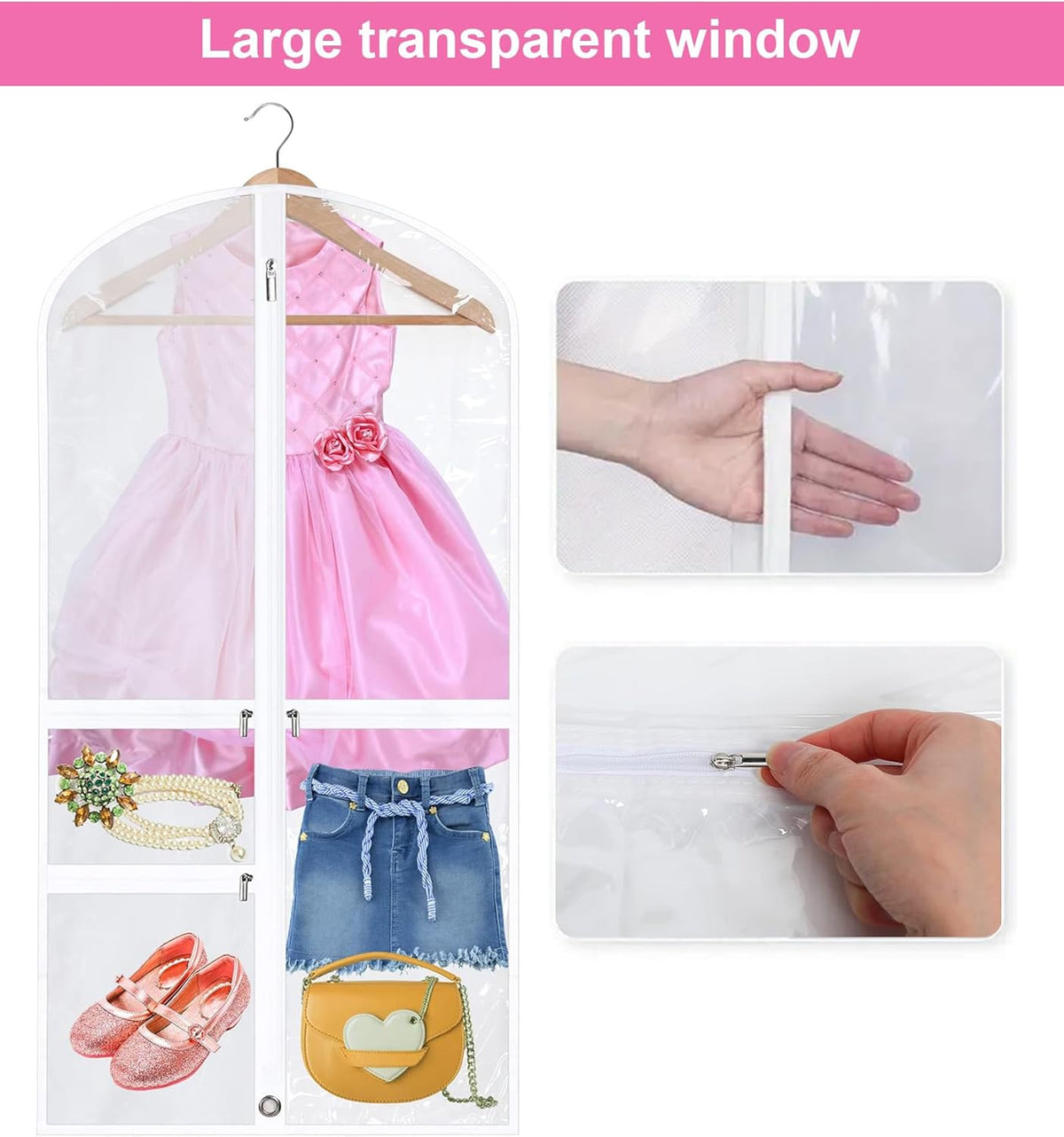 Foldable Unisex Dance Garment Bags with Zipper Pockets - Set of 5