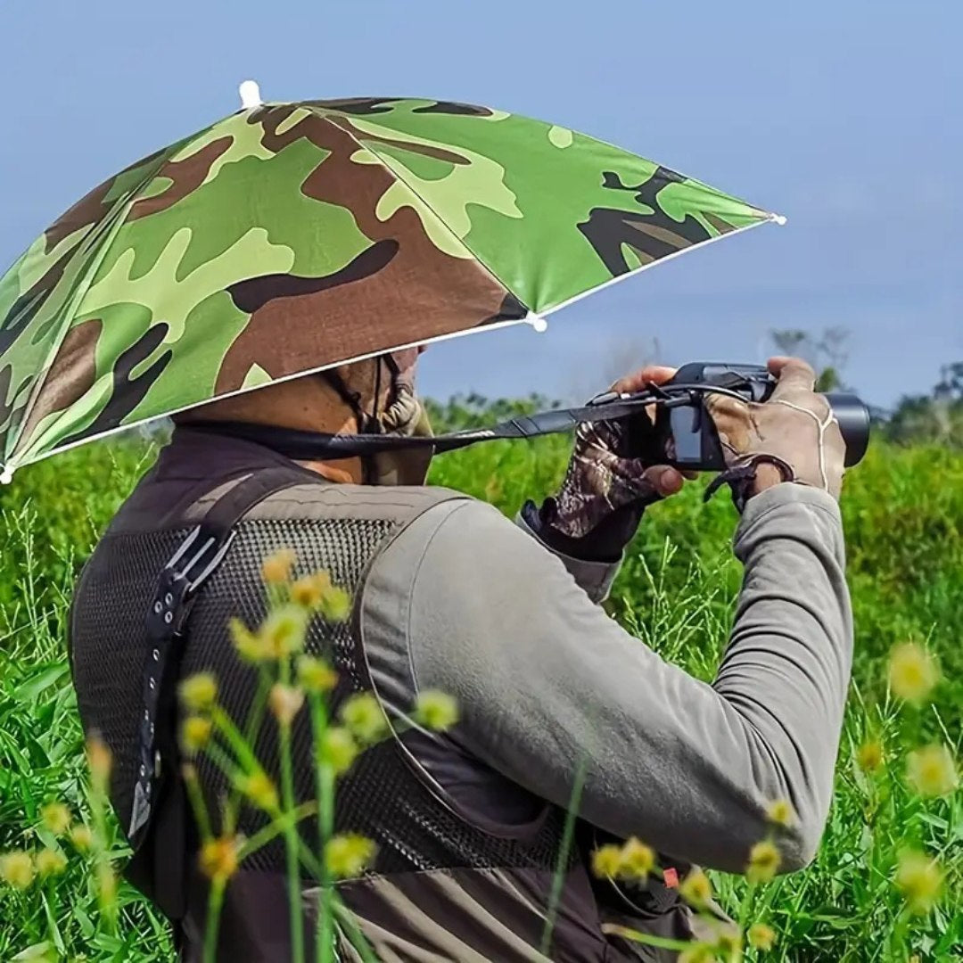 Foldable UV-Blocking Umbrella Hat with Wide Canopy