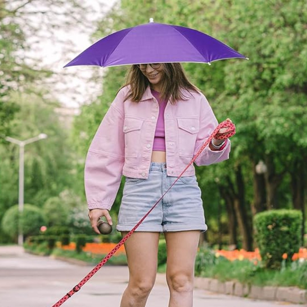 Foldable UV-Blocking Umbrella Hat with Wide Canopy