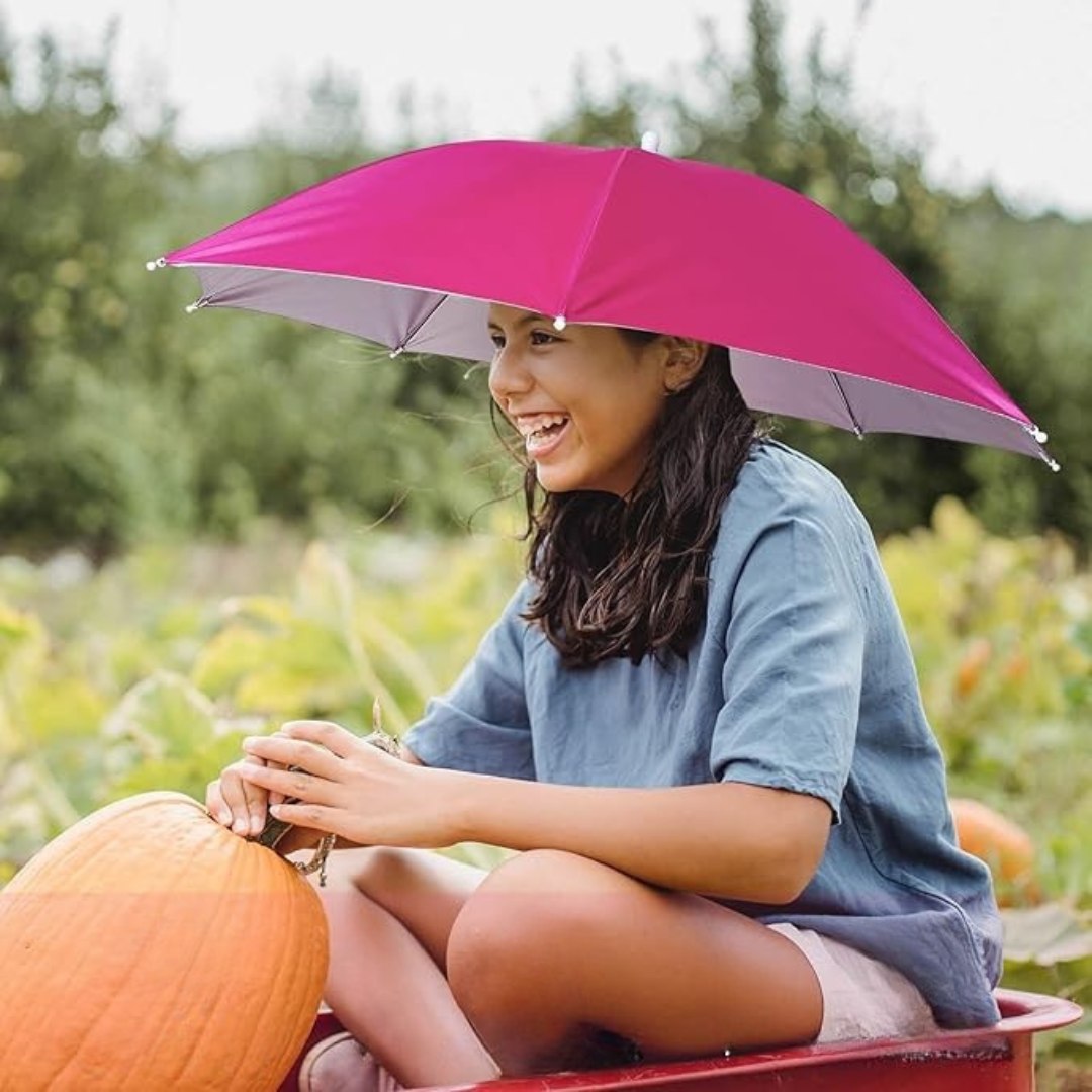 Foldable UV-Blocking Umbrella Hat with Wide Canopy