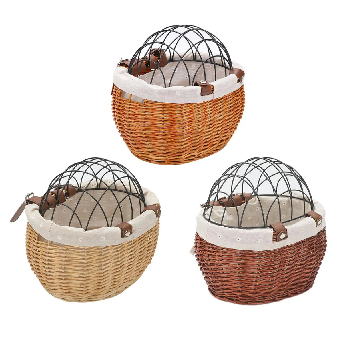 Front-Mounted Wicker Dog Bike Basket