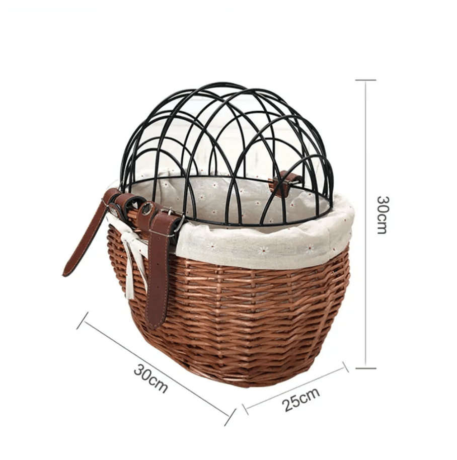 Front-Mounted Wicker Dog Bike Basket