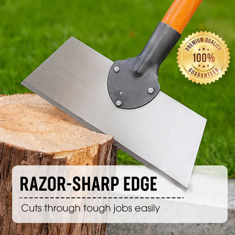 Garden Hoe with Wide Flat Blade and Wooden Handle for Weeds, Moss and Algae