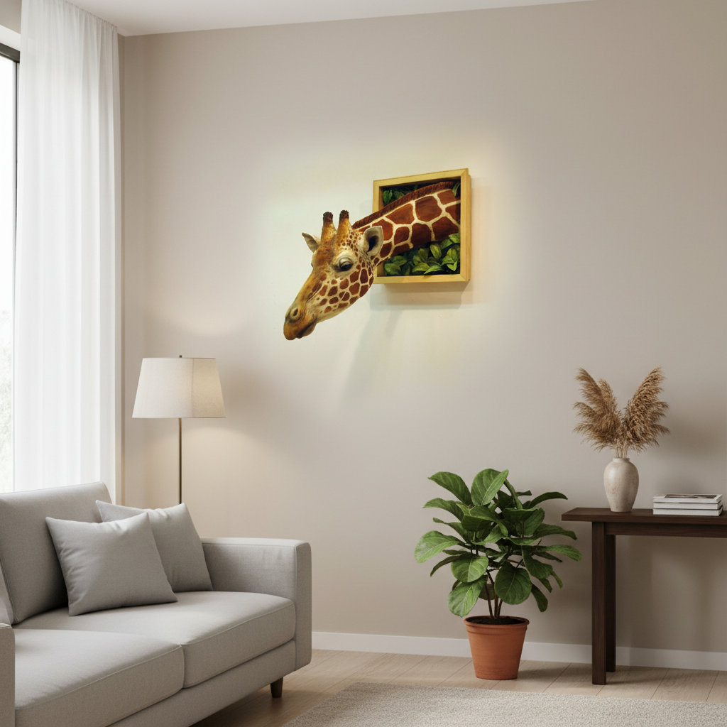Giraffe Head Wall Decor - 3D Life-Size Sculpture Decoration