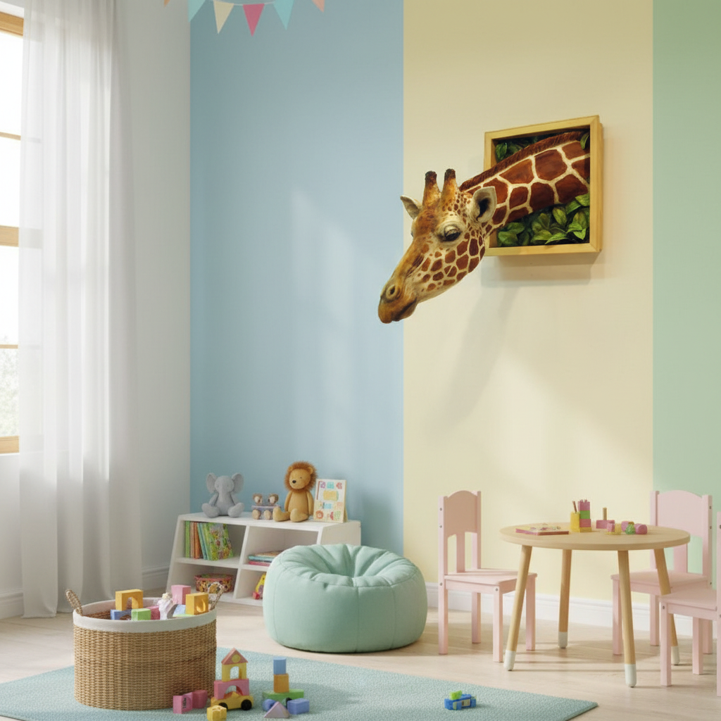 Giraffe Head Wall Decor - 3D Life-Size Sculpture Decoration