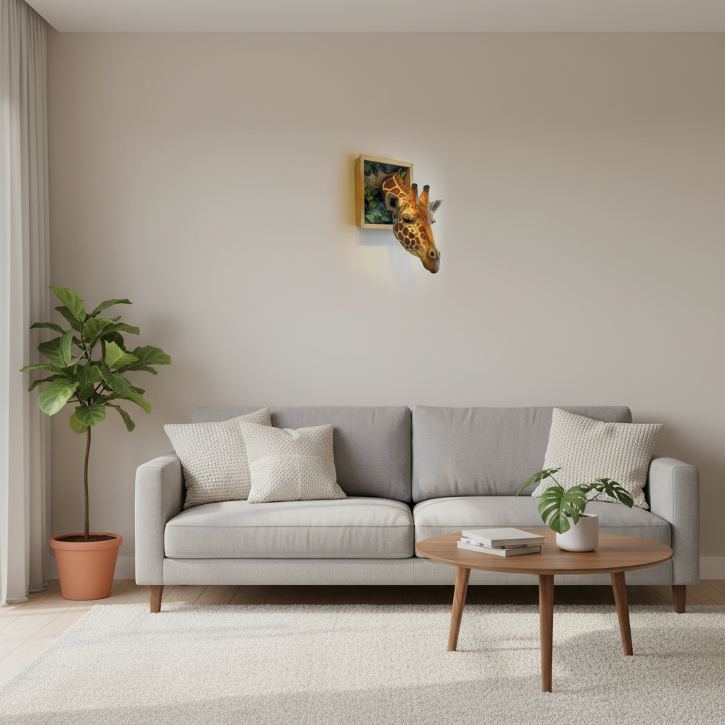 Giraffe Head Wall Decor - 3D Life-Size Sculpture Decoration