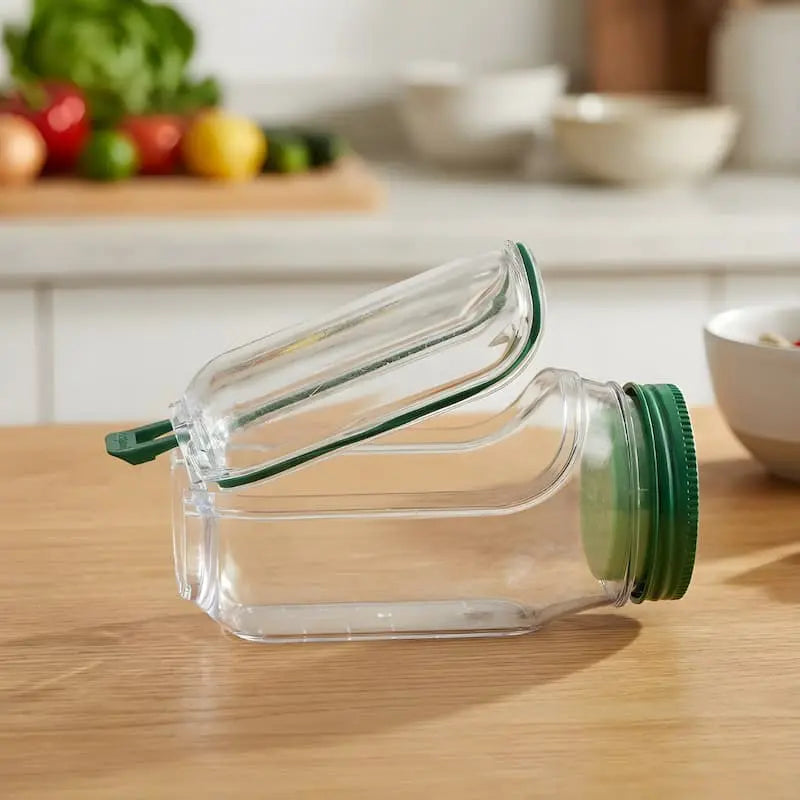 Glass Salad Container with Side Opening and Tight-Sealing Screw Lid