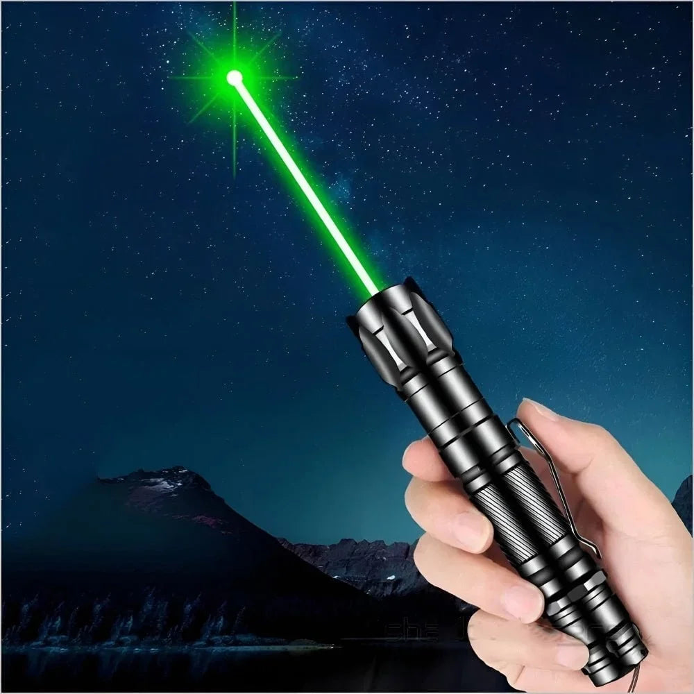 Green Laser Pointer with 2000m Visibility and USB Charging – Black Anodised Aluminium