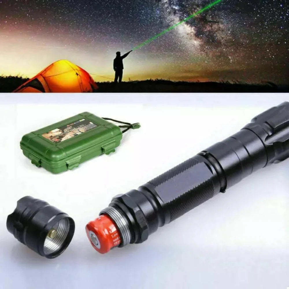 Green Laser Pointer with 2000m Visibility and USB Charging – Black Anodised Aluminium
