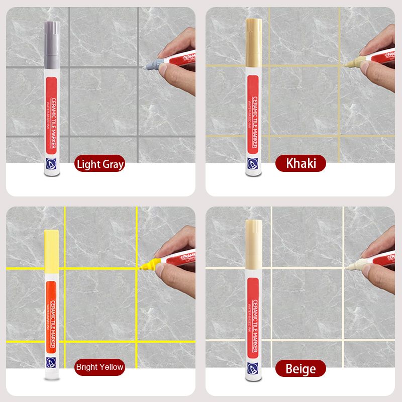 Grout Repair Pen with Waterproof Polymer Sealant - Anti-Mold Formula, Quick-Drying & Odorless, for Bathroom & Kitchen Tiles
