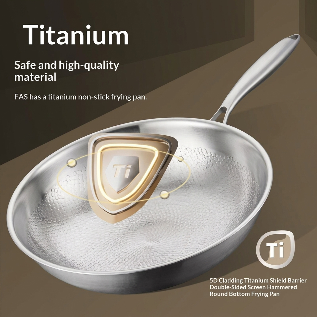 Hammered Titanium Flat-Bottom Wok Pan