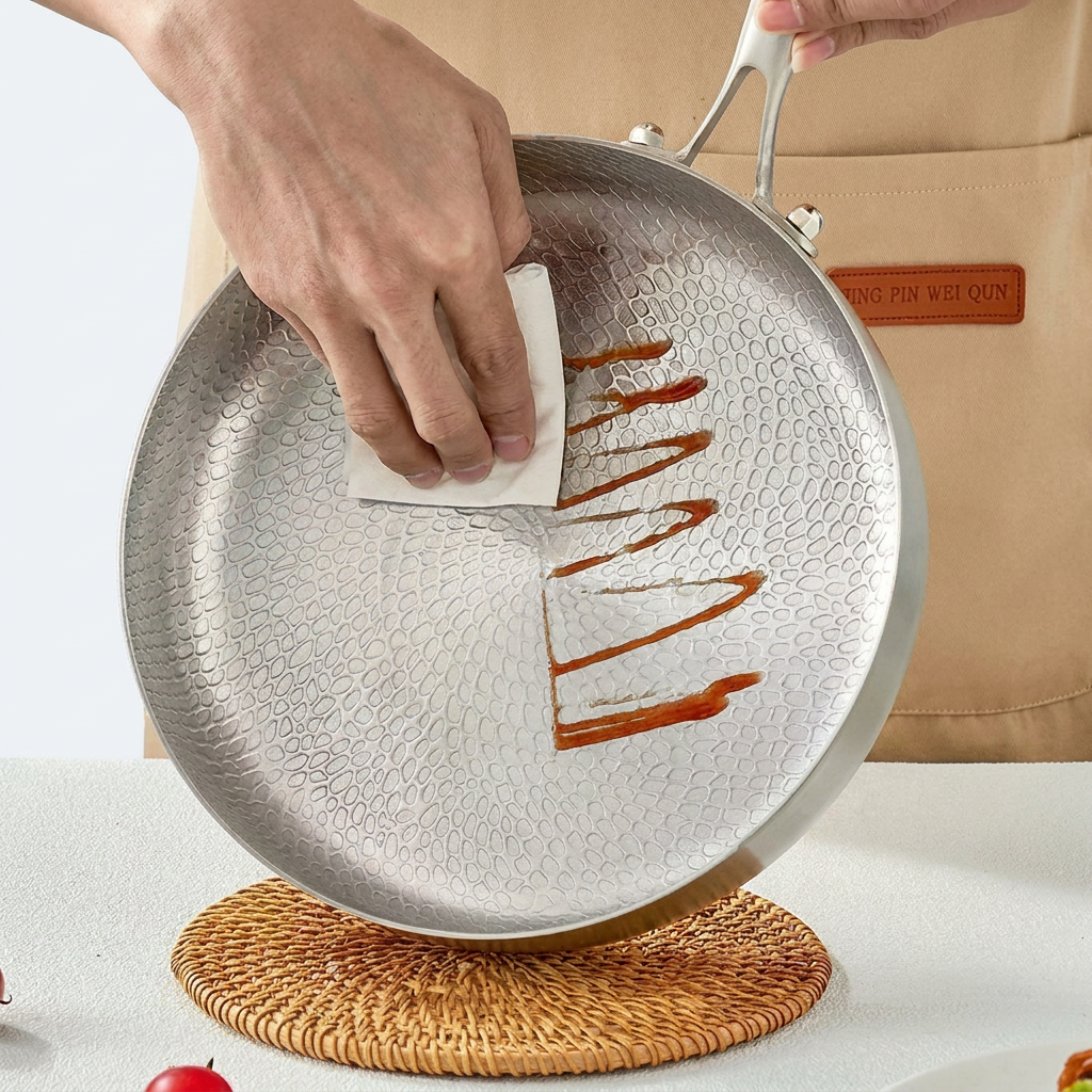 Hammered Titanium Flat-Bottom Wok Pan