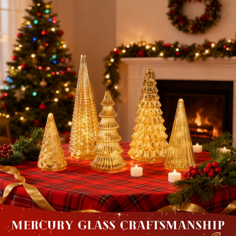 Hand-Blown Gas-Filled Glass Christmas Trees with Warm LED Lighting