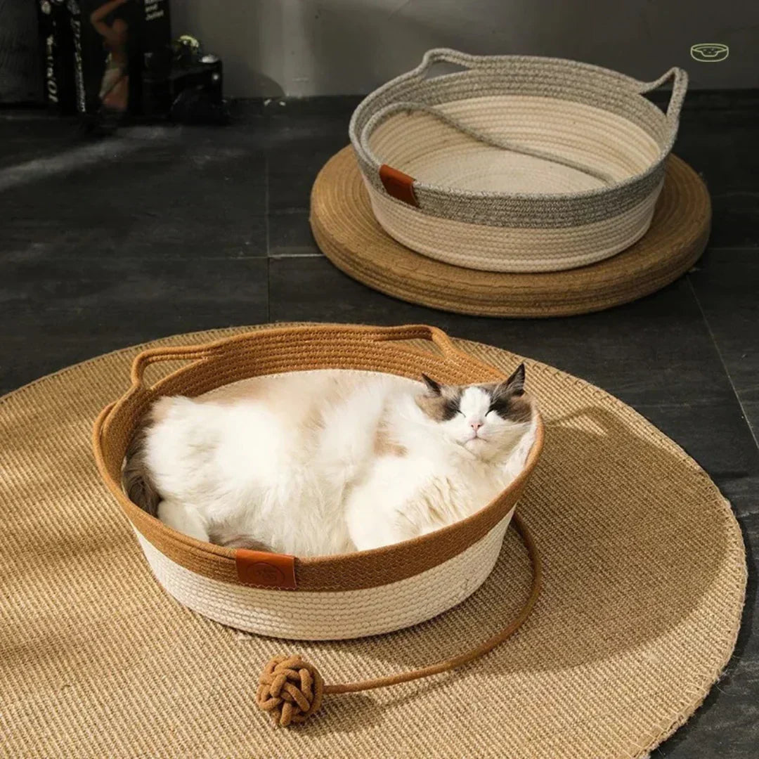 Hand-Woven Cotton Rope Cat Bed