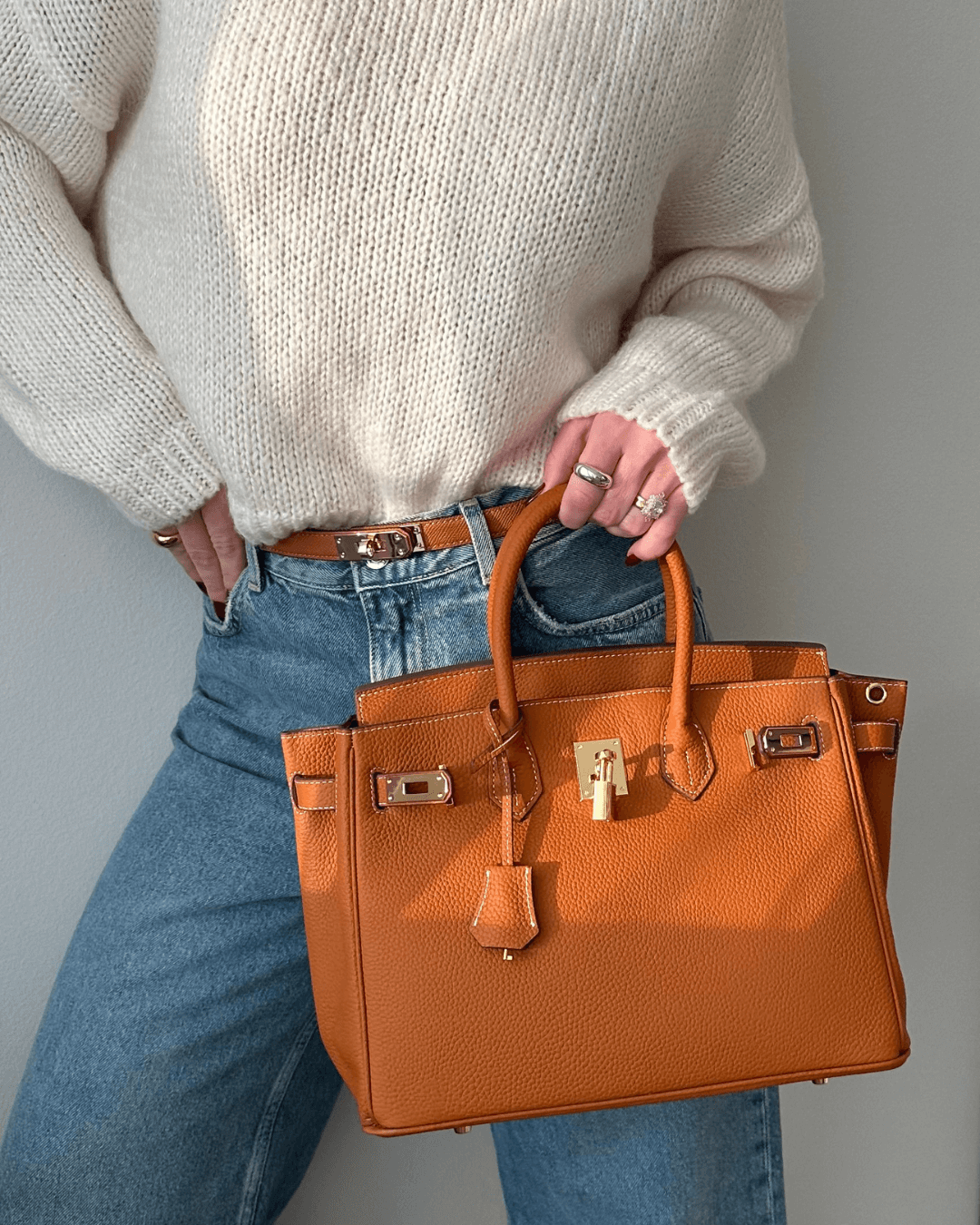 Handbag with Gold Lock Hardware