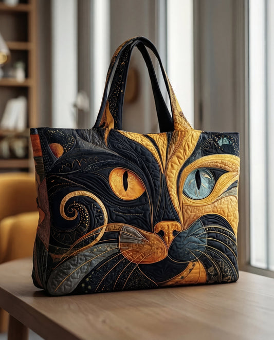 Handcrafted Mystical Cat Tote Bag