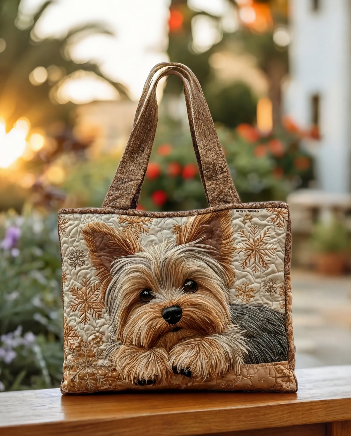 Handcrafted Tote Bag with Sparkling Yorkie Design