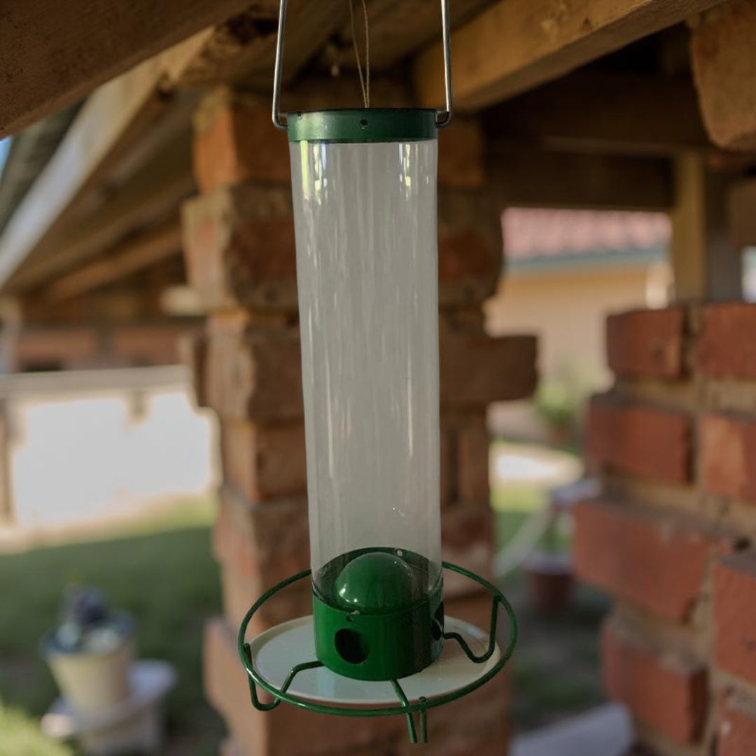 Hanging Squirrel-Proof Metal Tube Bird Feeder for Outdoors and Garden