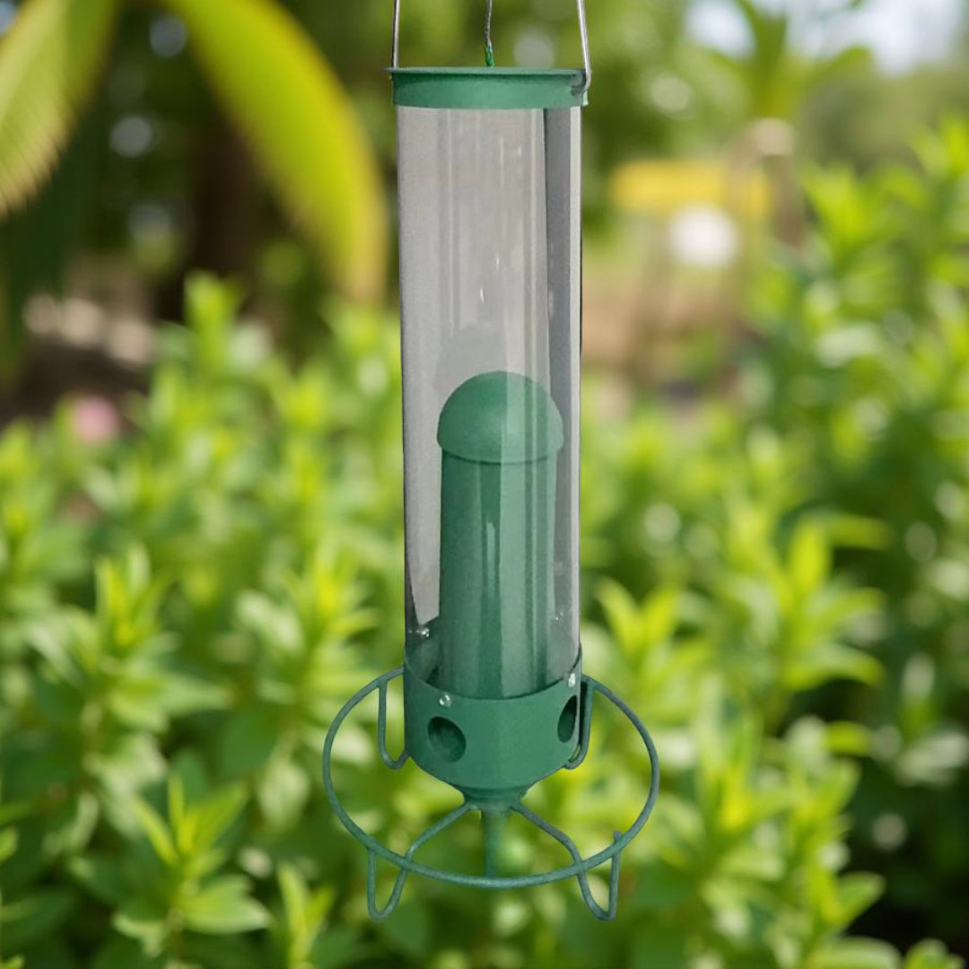 Hanging Squirrel-Proof Metal Tube Bird Feeder for Outdoors and Garden