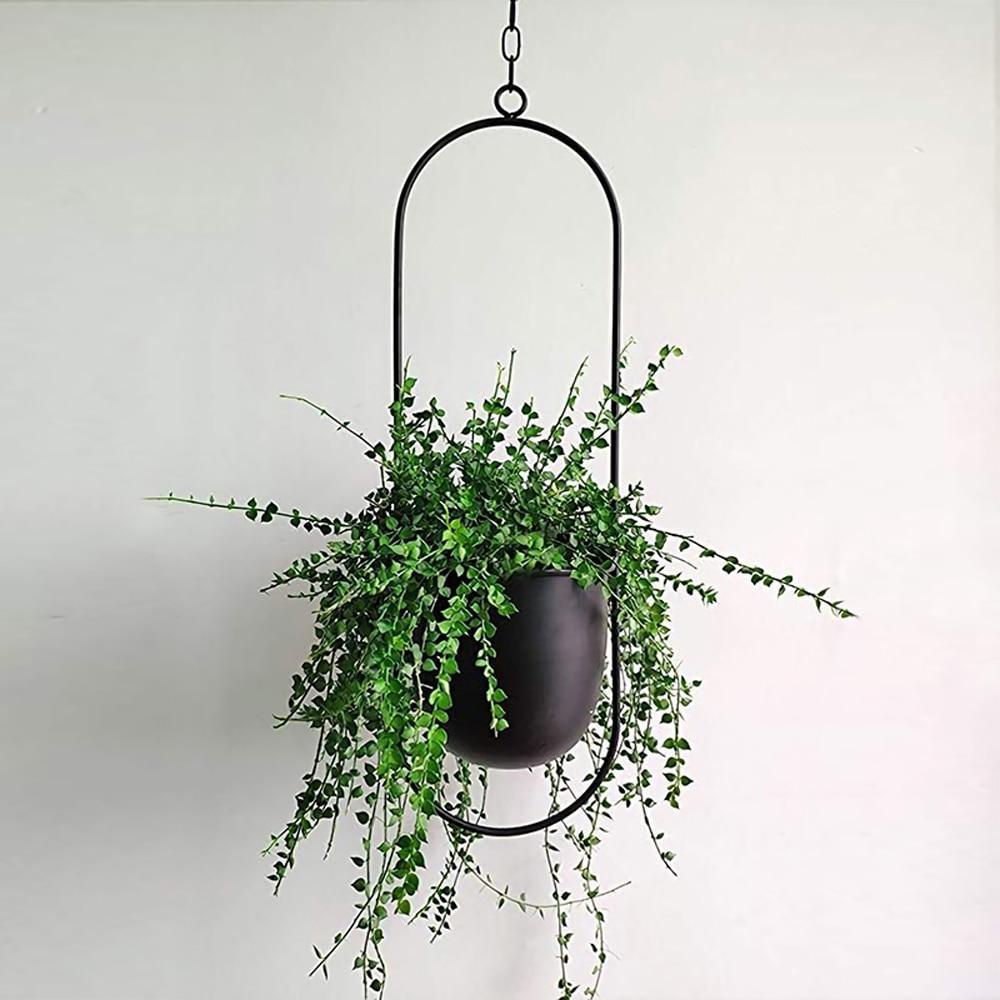 Hanging Wall Plant Holder with Adjustable Chain and Minimalist Design