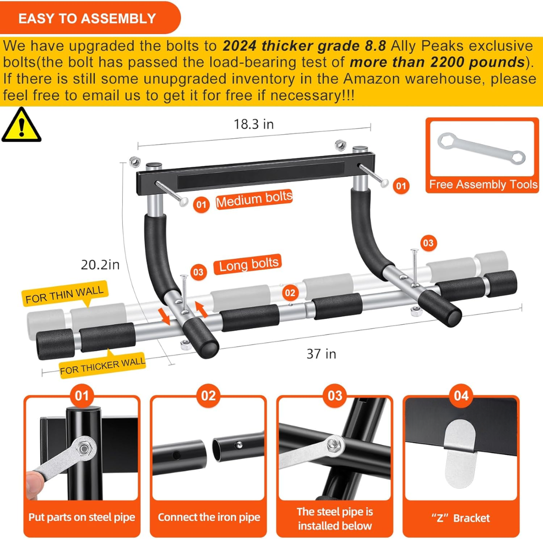 Heavy-Duty Door Frame Pull-Up Bar – 200 kg Capacity