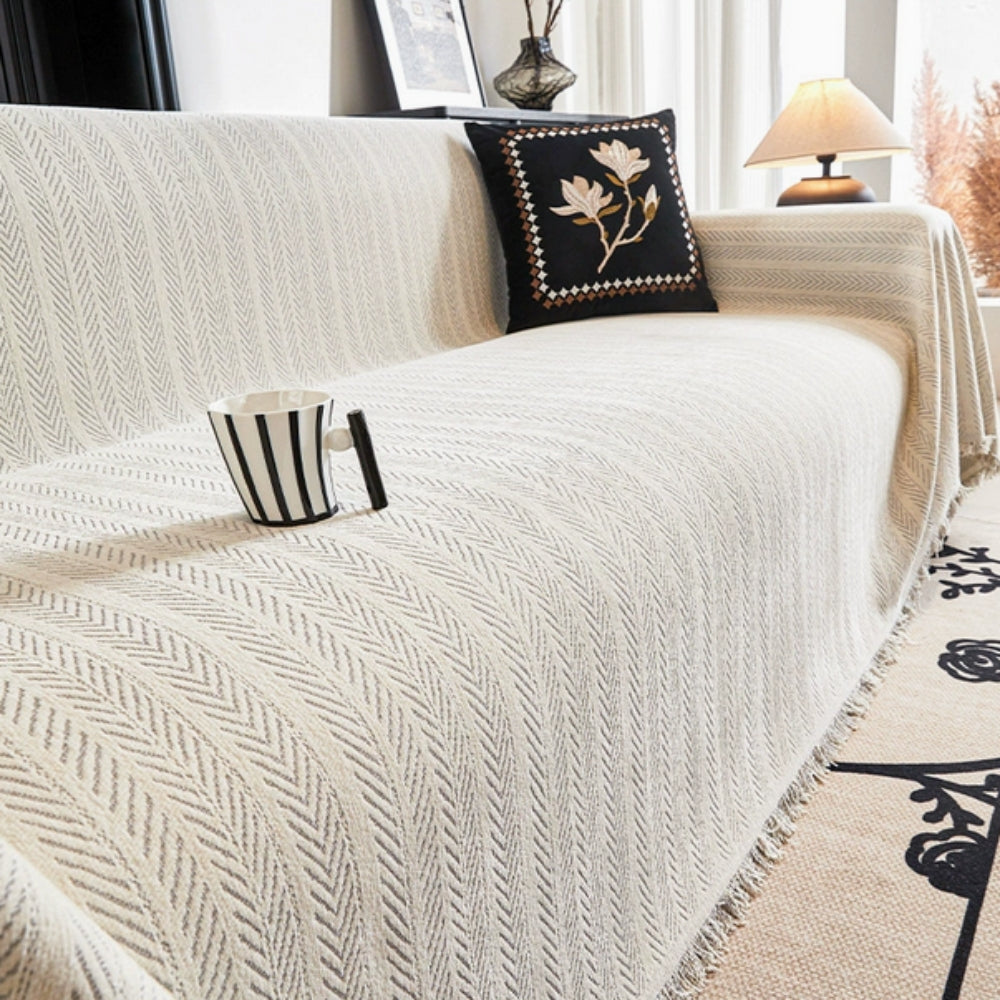 Herringbone Pattern Chenille Sofa Cover
