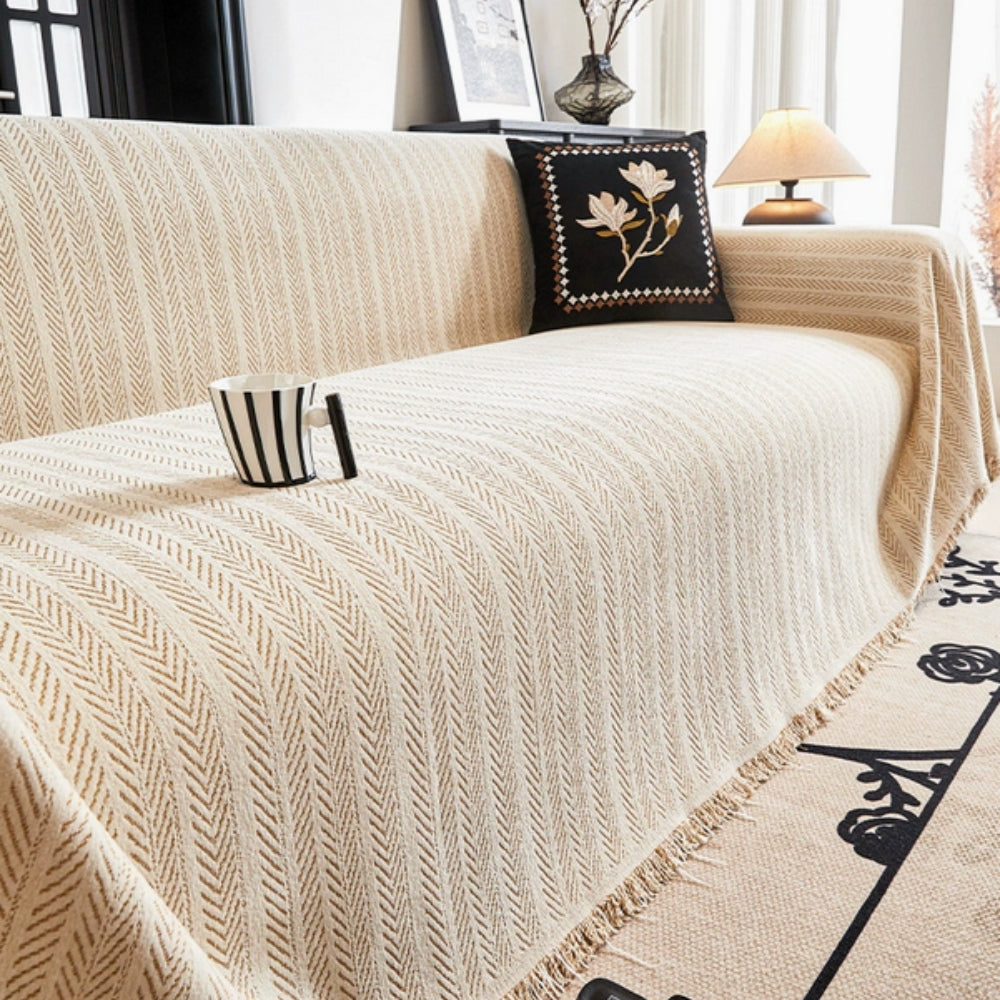 Herringbone Pattern Chenille Sofa Cover