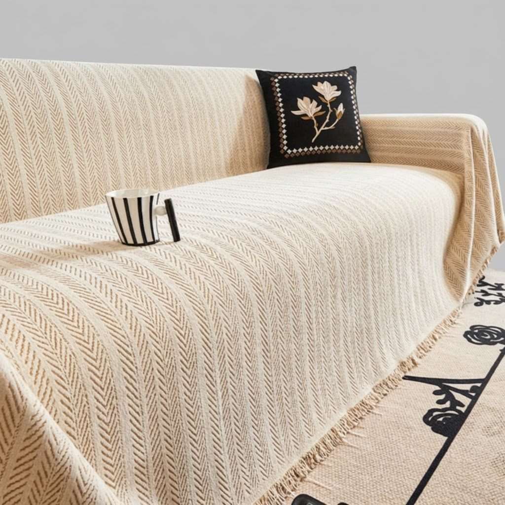 Herringbone Pattern Chenille Sofa Cover