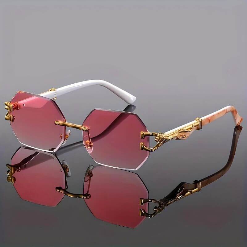 Hexagonal Sunglasses with Gold Accents and UV Protection