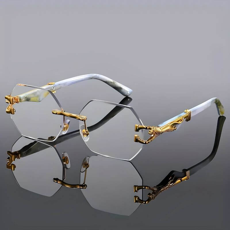 Hexagonal Sunglasses with Gold Accents and UV Protection