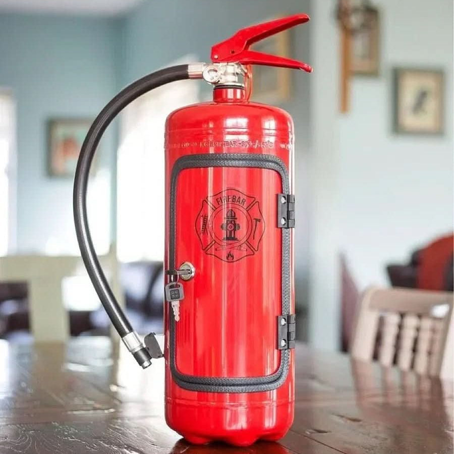 Hidden Fire Bar – Fire Extinguisher Novelty Mini-Bar for Stylish Drink Storage