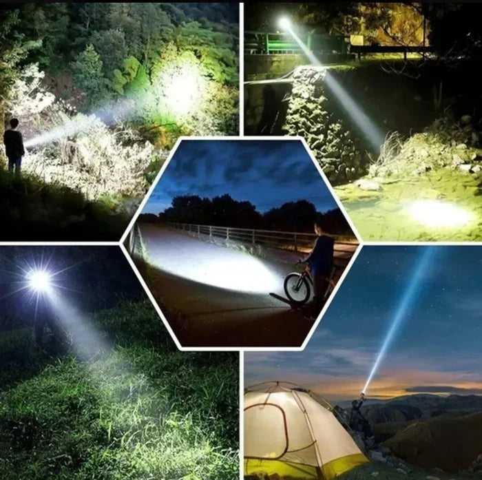 High-Power Rechargeable LED Flashlight – 10,000 Lumens for Camping and Emergencies