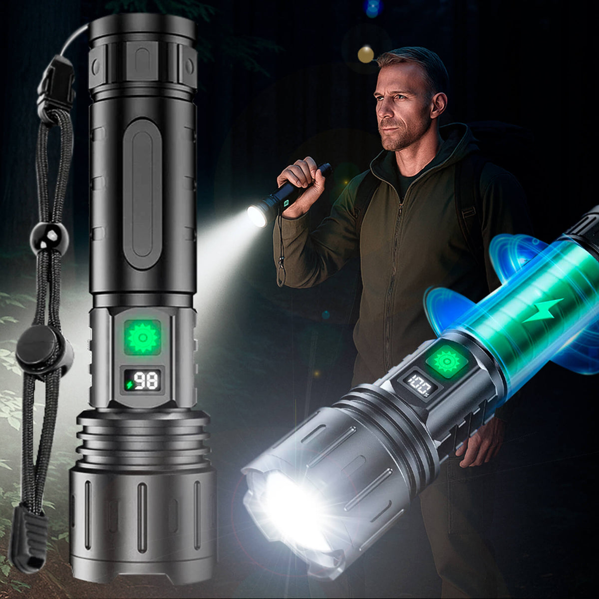 High-Powered 100,000-Lumen Tactical Flashlight