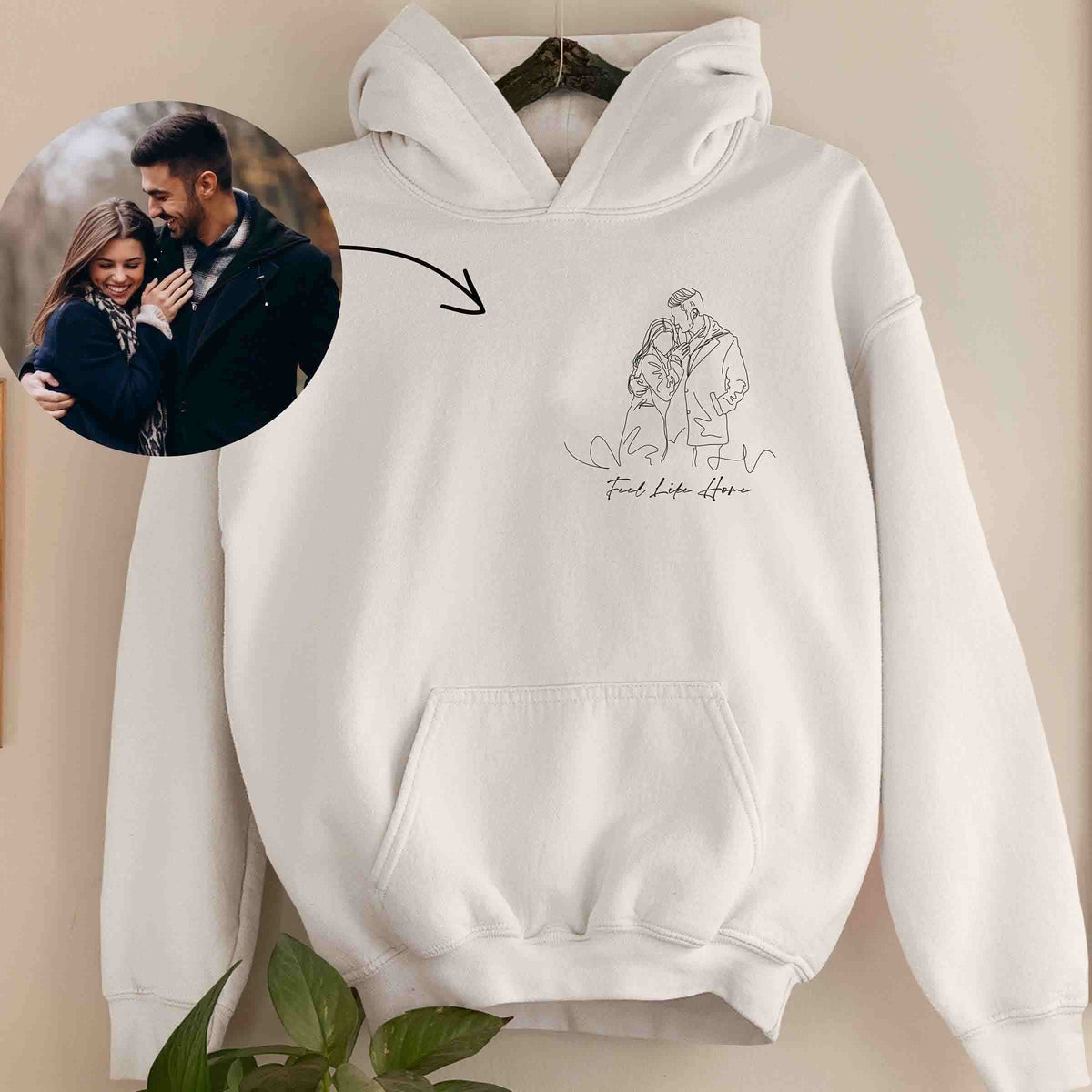 Hoodie with Elegant Photo Embroidery for a Stylish Keepsake