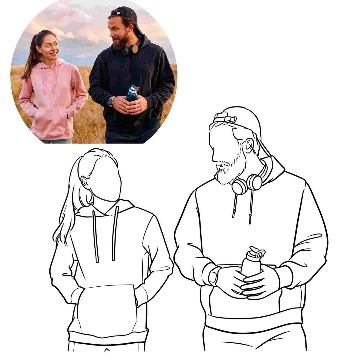 Hoodie with Elegant Photo Embroidery for a Stylish Keepsake