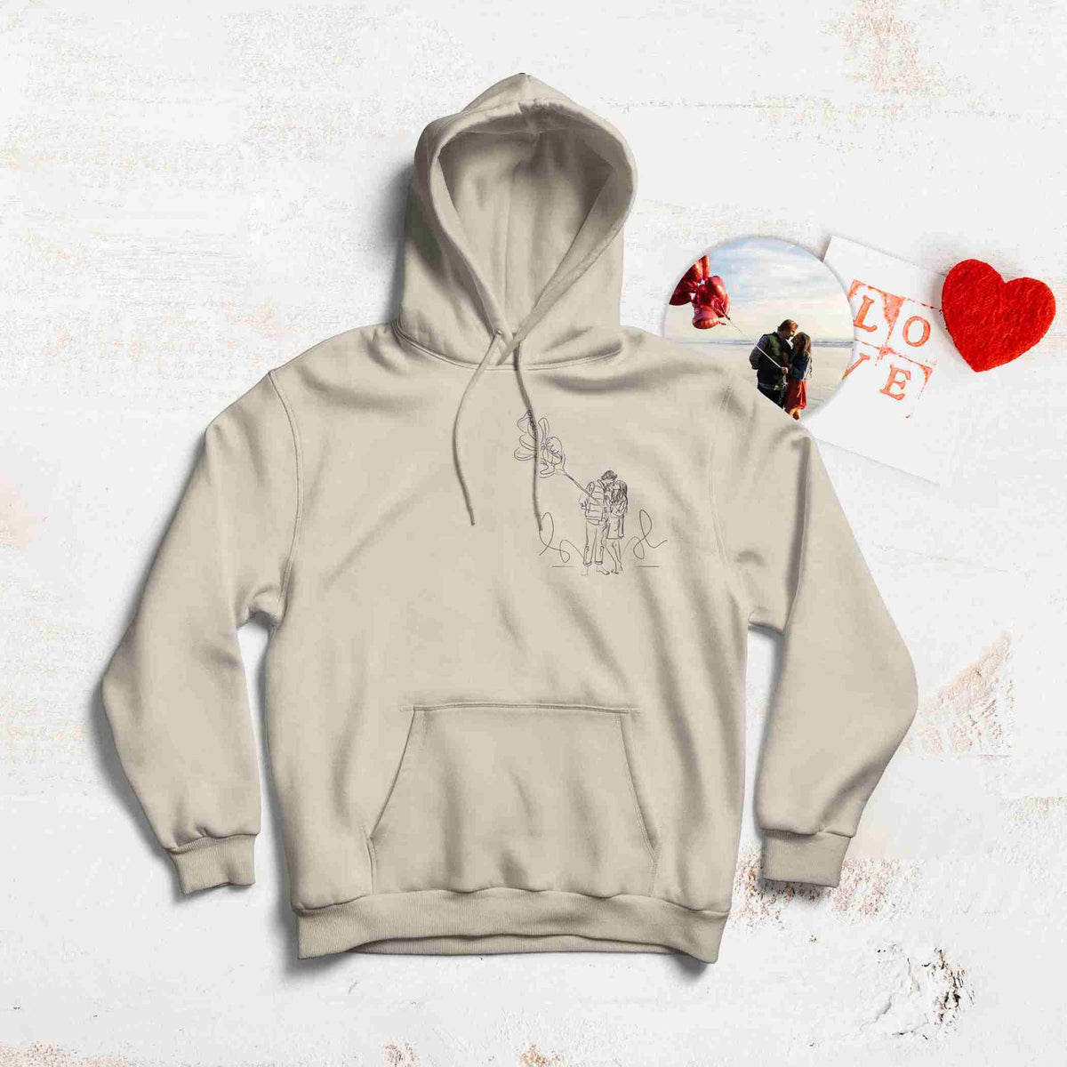 Hoodie with Elegant Photo Embroidery for a Stylish Keepsake