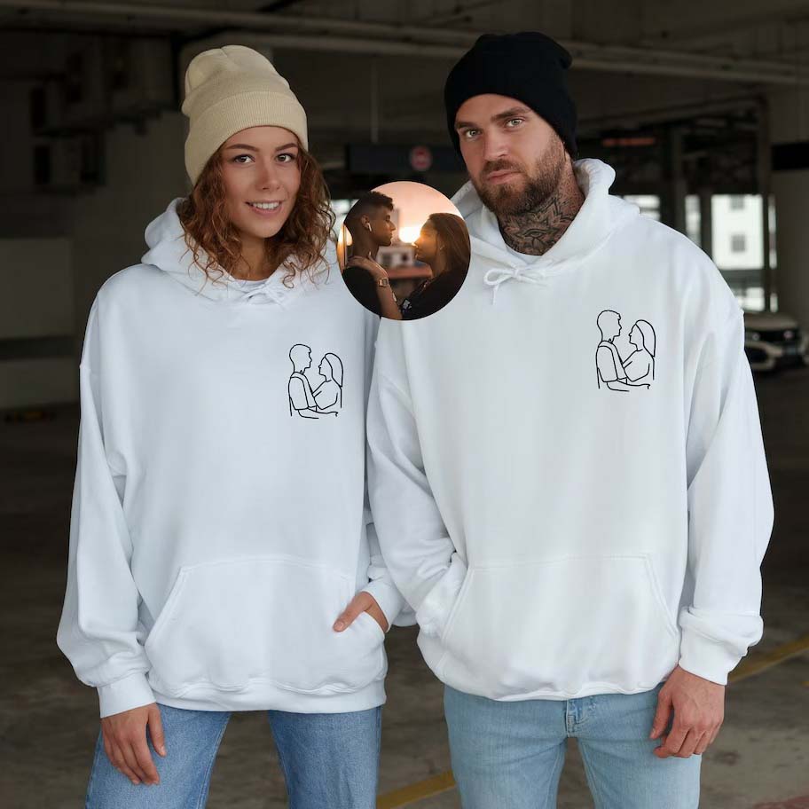 Hoodie with Elegant Photo Embroidery for a Stylish Keepsake