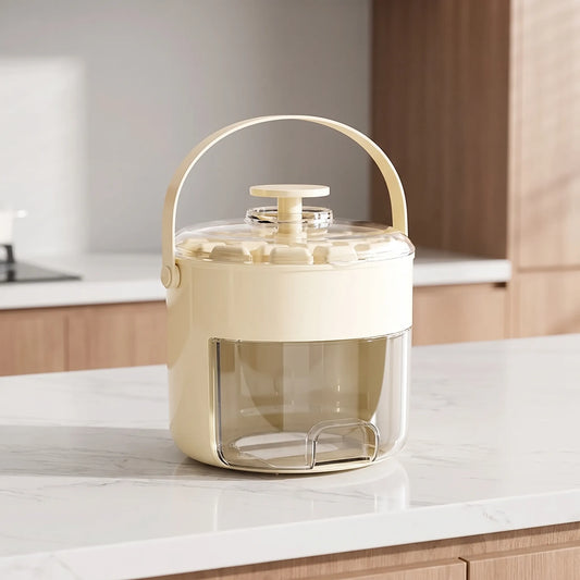 Ice Cube Maker with Integrated Storage Box