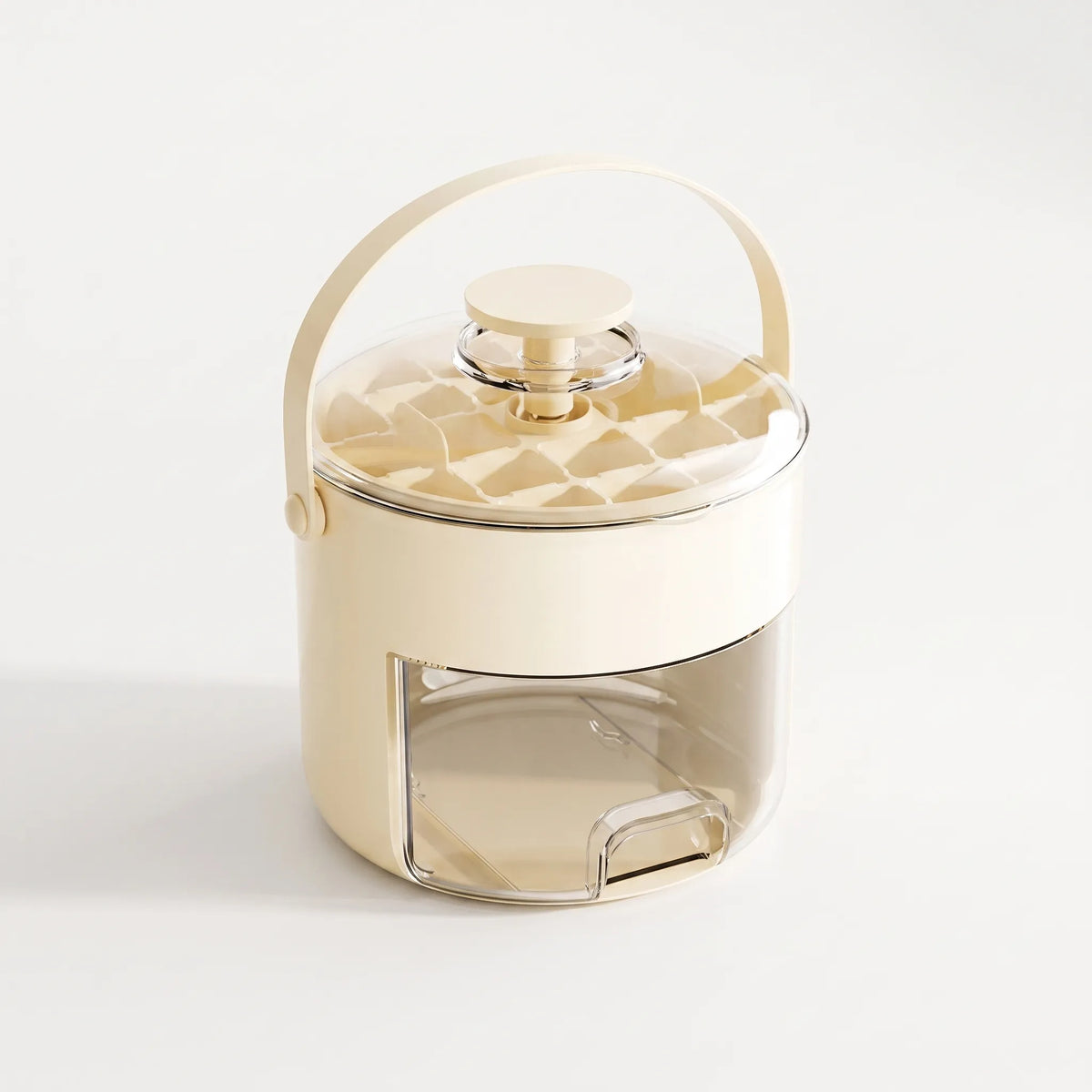 Ice Cube Maker with Integrated Storage Box