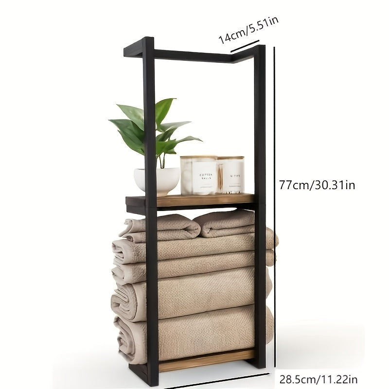 Industrial Towel Rack with Shelves – Elegant and Functional Wall Shelf