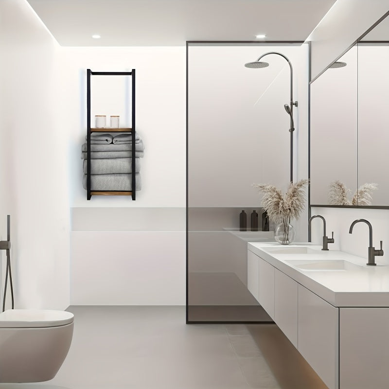 Industrial Towel Rack with Shelves – Elegant and Functional Wall Shelf
