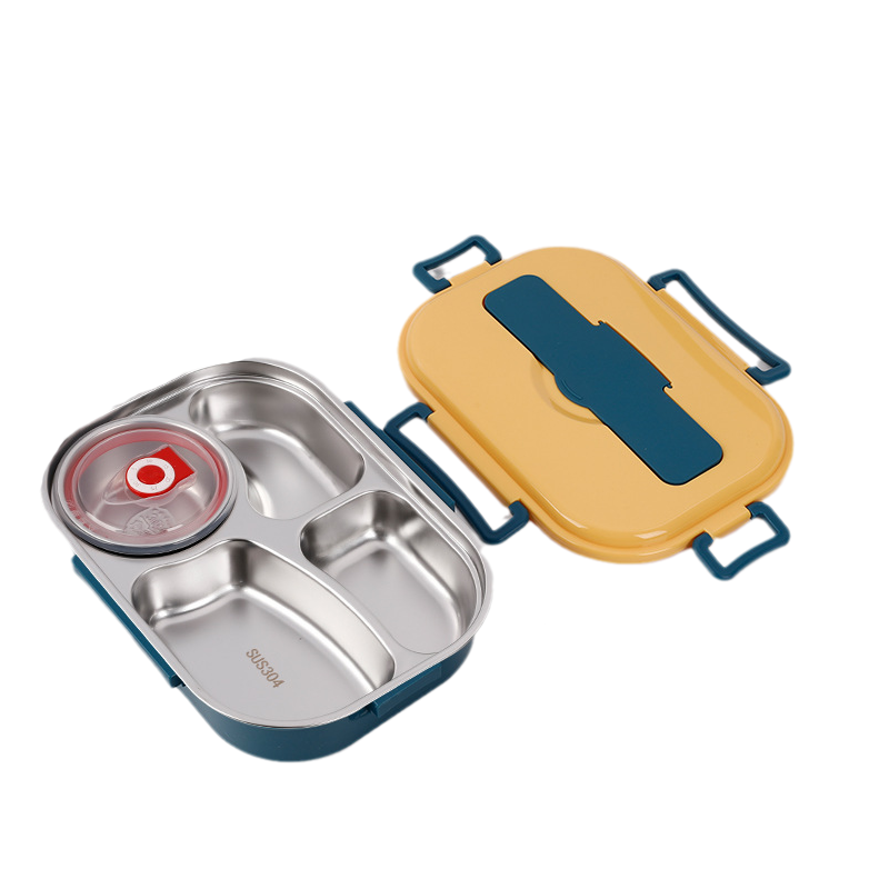 Insulated Stainless Steel 4-Compartment Bento Box