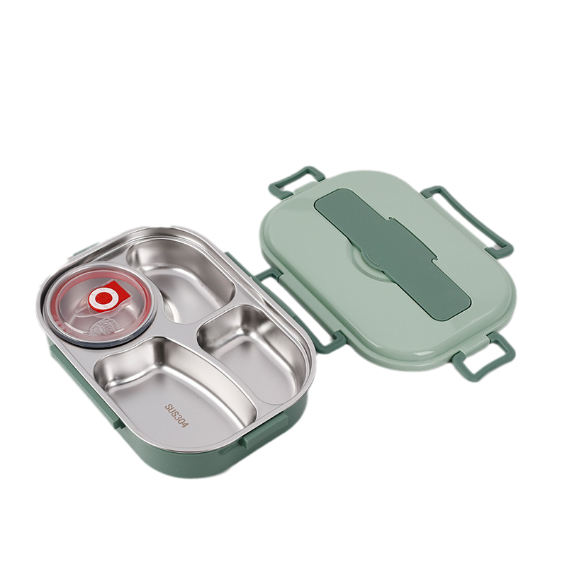 Insulated Stainless Steel 4-Compartment Bento Box
